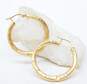 14K Gold Etched & Satin Finish Tube Hoop Earrings For Repair 2.8g image number 1