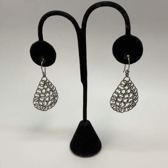 Designer Silpada 925 Sterling Silver Teardrop Mesh Wire Drop Earrings image number 1