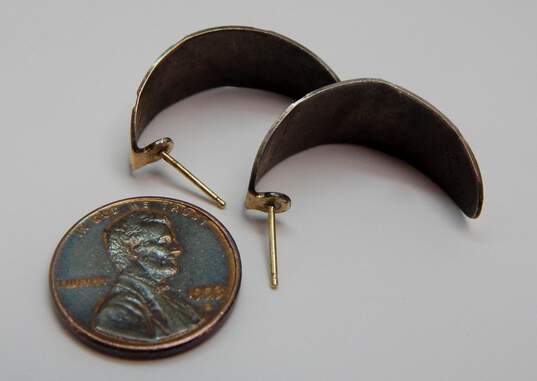 Artisan 925 Sterling Silver & 14K Yellow Gold Hoop Earrings 5.6g image number 4