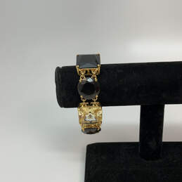 Designer Kate Spade Gold-Tone Black Clear Crystal Cut Stone Chain Bracelet