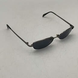 Mens Black Silver Rectangular Full Frame Sunglasses With Blue Case
