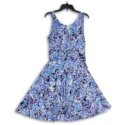 Womens Blue White Paisley Round Neck Sleeveless Fit & Flare Dress Size Medium alternative image