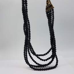 Heidi Daus Gold Tone Black Beads Crystal 40 Inch Necklace 240.0g