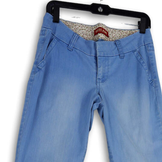 Womens Blue Denim Light Wash Pockets Stretch Straight Leg Jeans Size 29 image number 3
