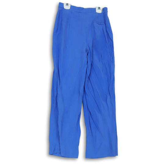Womens Blue Pleated Front Slash Pockets Straight Leg Dress Pants Size 8P image number 2