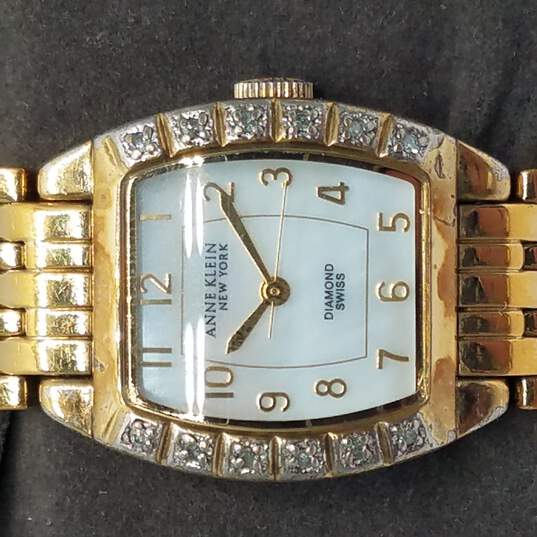 Anne Klein 763S Diamond & MOP Gold Tone Watch image number 1