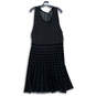 Womens Black White Dotted Knit Round Neck Sleeveless Skater Dress Size 3 image number 1