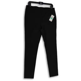 NWT Womens Black Flat Front Stretch Skinny Leg Pull-On Ankle Pants Size L
