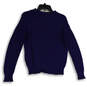 Womens Blue Knitted Crew Neck Long Sleeve Pullover Sweater Size Small image number 2
