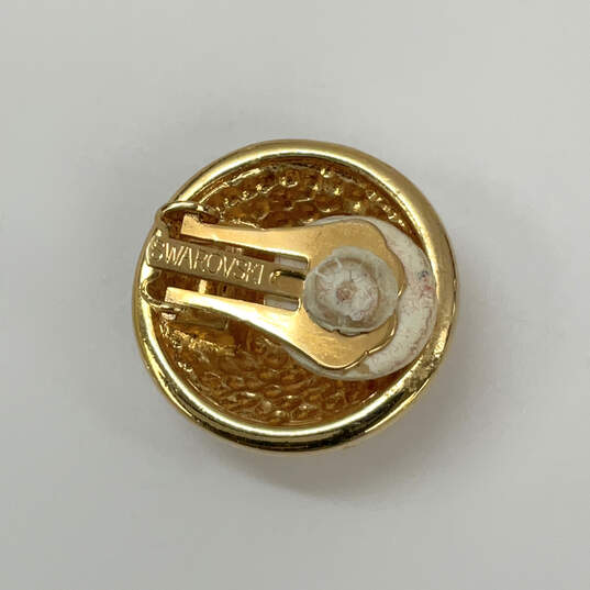 Designer Swarovski Gold-Tone Crystal Studded Round Dome Clip-on Earrings image number 4