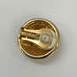 Designer Swarovski Gold-Tone Crystal Studded Round Dome Clip-on Earrings image number 4