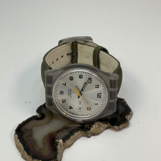 Designer Swatch Swiss Round Dial Green Adjustable Strap Analog Wristwatch image number 1