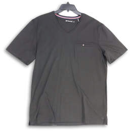 Mens Black V-Neck Chest Pocket Short Sleeve Pullover T-Shirt Size X-Large