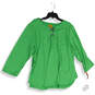 NWT Womens Green 3/4 Casual Sleeve Tie Neck Pullover Blouse Top Size 2X image number 1