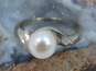 10K White Gold Cultured Pearl Ring 2.7g image number 3