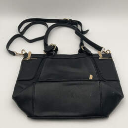 Womens Black Leather Inner Pockets Adjustable Strap Satchel Crossbody Bag alternative image