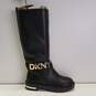 DKNY DELANIE BLACK BOOTS GOLD LOGO Women's Size 5.5 image number 1