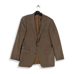 Mens Brown Long Sleeve Collared Pockets Blazer Suit Size 42L