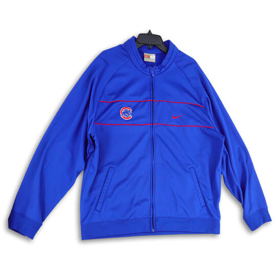 Mens Blue Chicago Cubs Logo Full-Zip Activewear Track Jacket Size XXL image number 1
