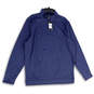 NWT Mens Blue Fleece Mock Neck 1/4 Zip Long Sleeve Pullover Sweater Sz XLT image number 1