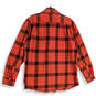 Mens Red Plaid Loose Fit Long Sleeve Flannel Button-Up Shirt Size Large image number 2