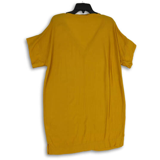 Womens Yellow Heather V-Neck Short Sleeve Pullover T-Shirt Size Large image number 2