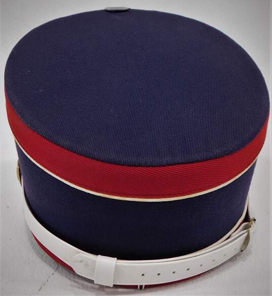 Vintage Bayly & Son Bayl-Stron Navy Blue & Red Marching Band Uniform Hat image number 2