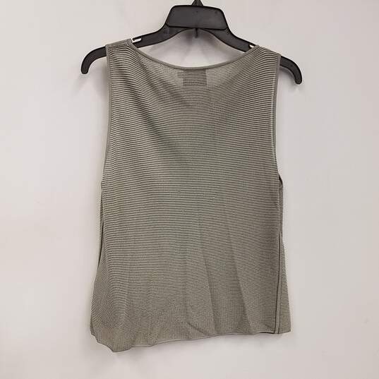 Womens Gray Ribbed Knit Round Neck Pullover Casual Tank Top Size 44 image number 2