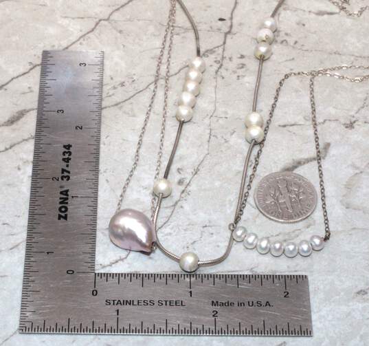 Bundle of 3 Sterling Silver Pearl Necklaces image number 6