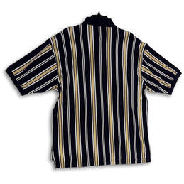 NWT Womens Blue Tan Striped Short Sleeve Collared Golf Polo Shirt Size L alternative image