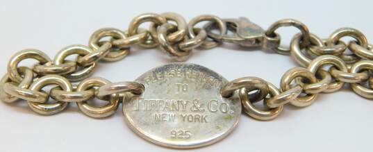 Tiffany & Co 925 Please Return To Oval Tag Charm Cable Chain Bracelet 29.3g image number 4