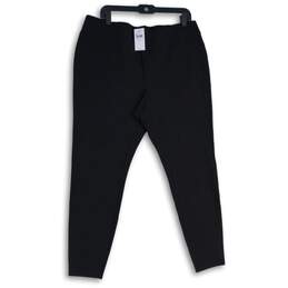NWT J. Jill Womens Black Elastic Waist Flat Front Pull-On Ankle Pants Size L