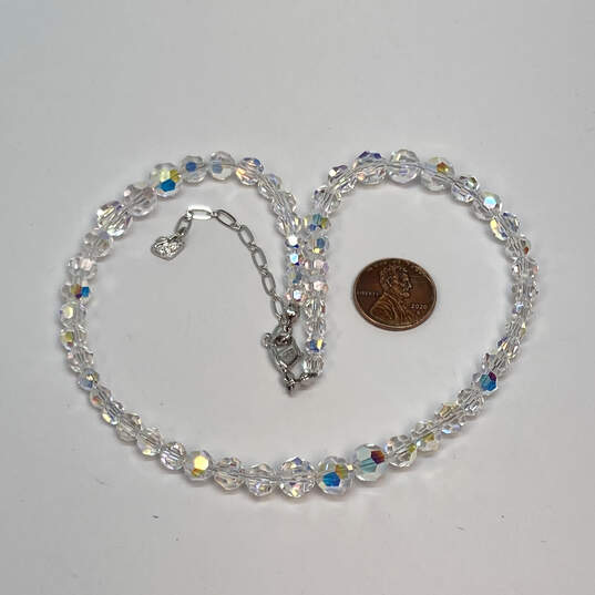 Designer Swarovski Silver-Tone Crystal Cut Stone Link Chain Beaded Necklace image number 2