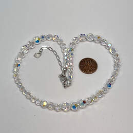 Designer Swarovski Silver-Tone Crystal Cut Stone Link Chain Beaded Necklace alternative image