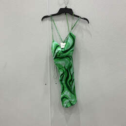 NWT Womens Green Flowy Spaghetti Strap Sleeveless Mini Dress Size XS