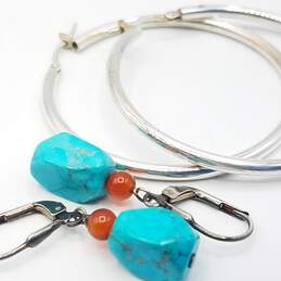 925 Sterling Silver Turquoise Earring LOT alternative image