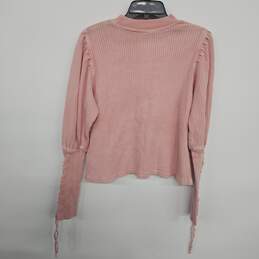 Pink Thermal Knit Lace Up Long Sleeve Blouse alternative image