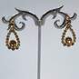 Designer Givenchy Womens Gold-Tone Studded Push Back Teardrop Dangle Earrings image number 1