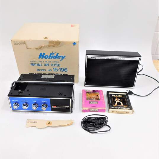 Vintage Holiday Model 15-196 Solid State 8-Track Stereo Portable Tape Player IOB image number 1