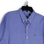 Mens Blue Check Long Sleeve Button-Down Collar Dress Shirt Size X-Large image number 3