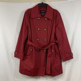 Women's Red London Fog Double-Breasted Trench Coat, Sz. XL