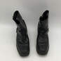 Womens Black Leather Square Toe Side Zip Mid-Calf Biker Boots Size 9 image number 2