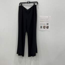 Armani Collezioni Womens Black Flat Front Wide Leg Dress Pants Size 10 With COA