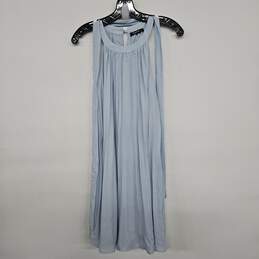 Light Blue Pleated Halter Neck Dress With Sash