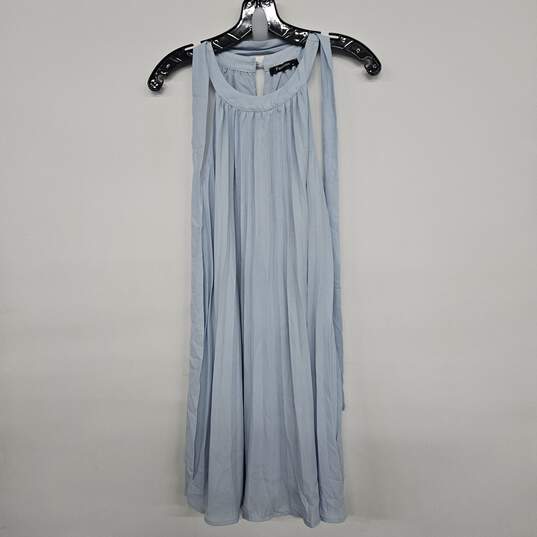 Light Blue Pleated Halter Neck Dress With Sash image number 1