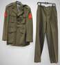 VTG U.S. Marine Corps Green Wool Serge Coat & Pants w/ Garrison Cap, Belt & Tie image number 1