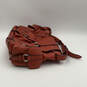 Womens Orange Leather Inner Pockets Adjustable Strap Shoulder Bag image number 3