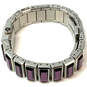 Designer Swarovski 999 986 Purple Crystal Stone Square Analog wristwatch image number 2