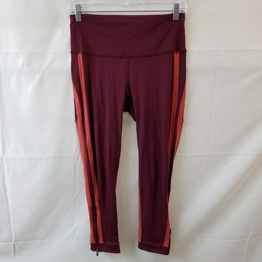 Buy the Lululemon Size 8 Zip the Line Crop Activewear Dark Red & Pink  Leggings