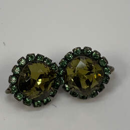 Designer Liz Palacios Green Crystal Cut Stone Round Clip On Stud Earrings alternative image